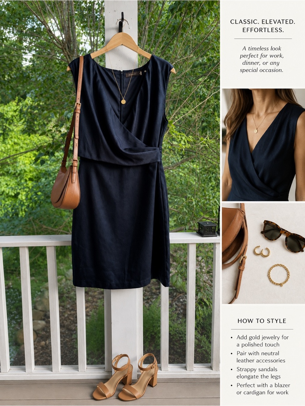 The Limited Navy Faux-Wrap Sheath Dress — Size 10